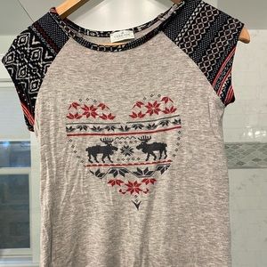 Cute Winter themed short sleeved shirt